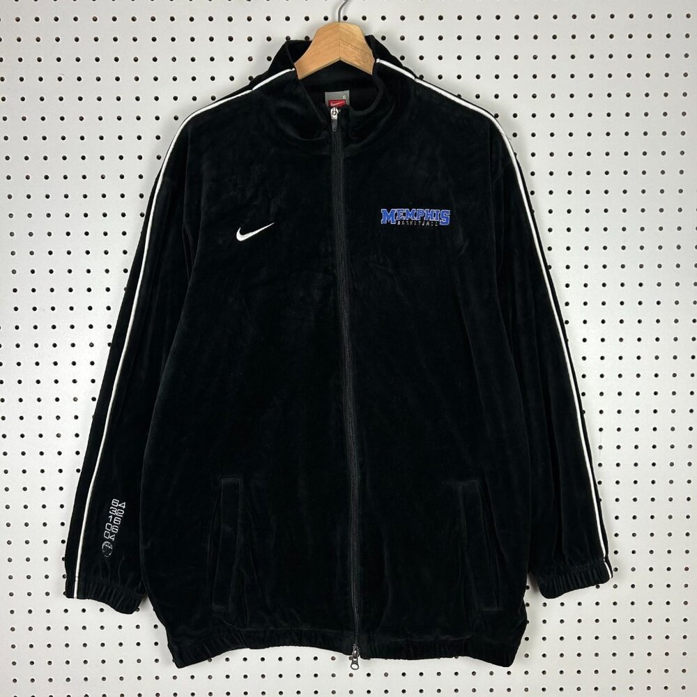 Nike Memphis Tigers Track Jacket Small Basketball Velour 2000s Vintage Black